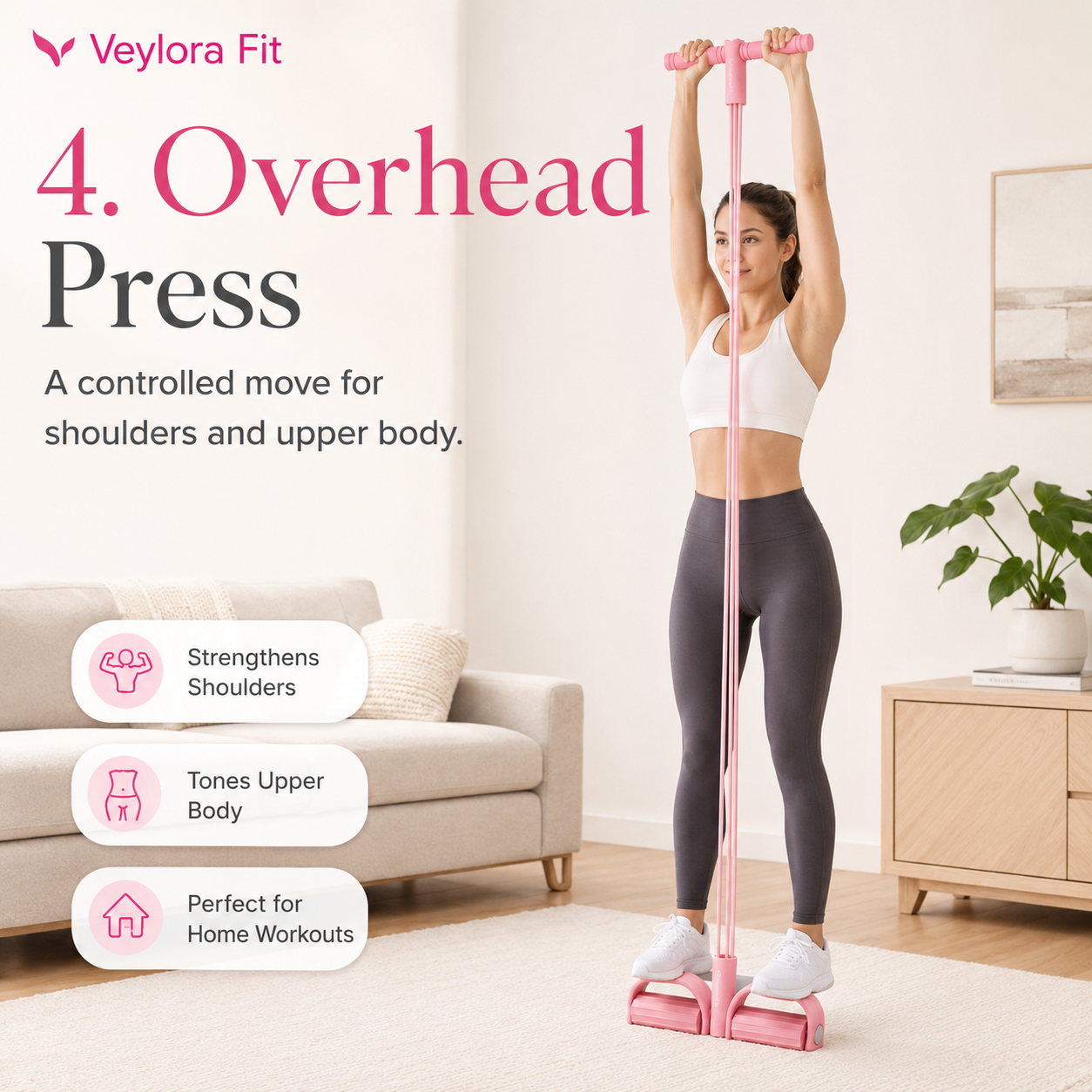 Overhead press with the FlexTone resistance trainer