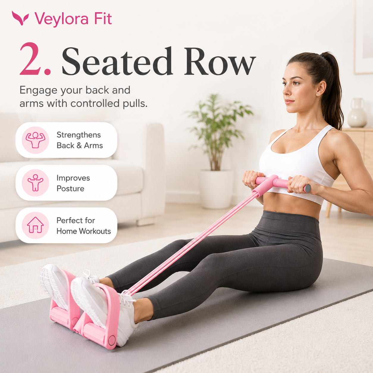Seated row with the FlexTone resistance trainer