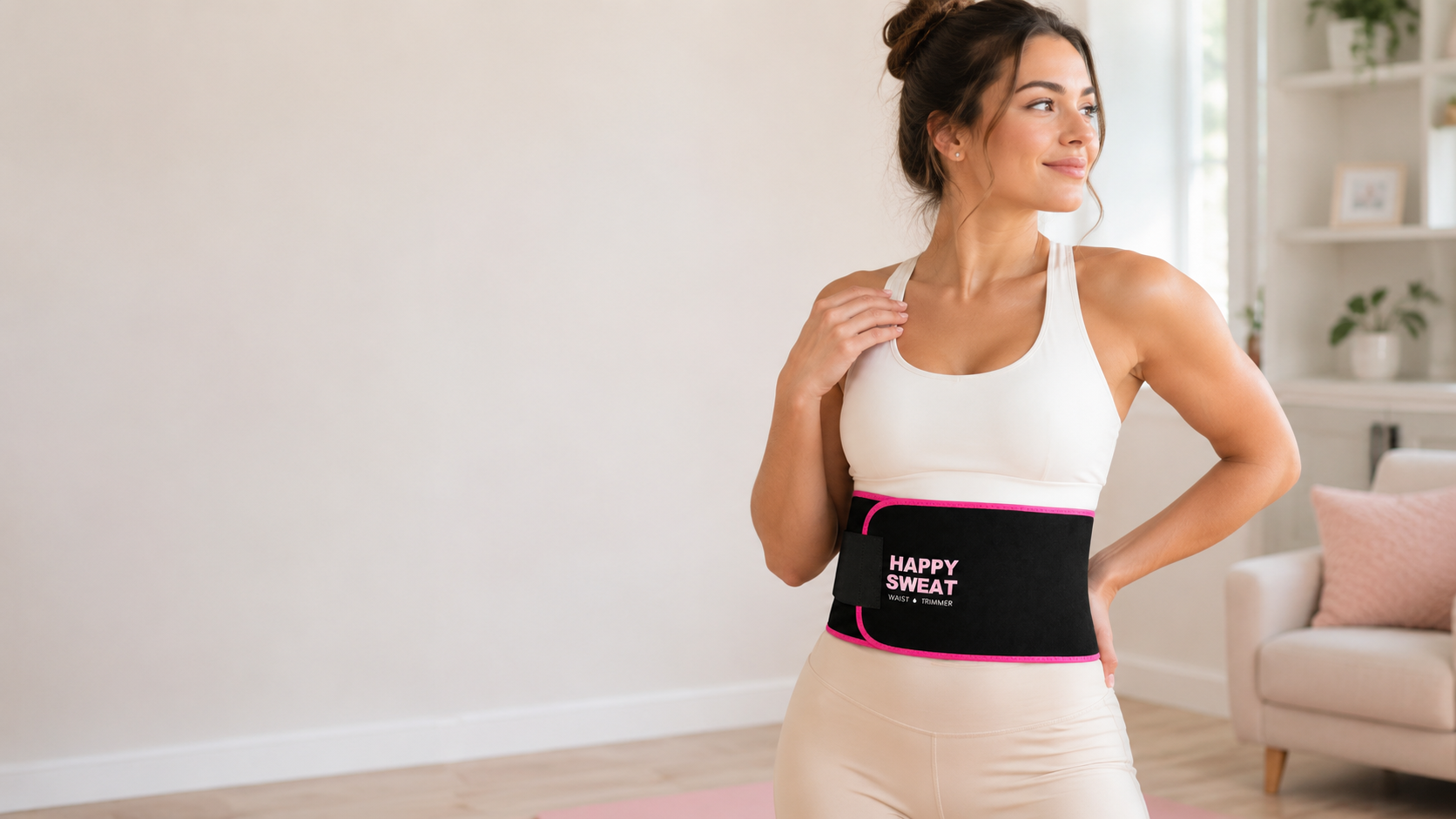 Woman exercising while wearing the Veylora Fit Sweat Belt